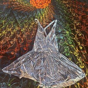 Blue and Baby Pink Leaf Pattern Romper